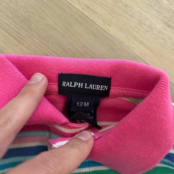 Ralph Lauren Kids Y2K Striped Polo Shirts - Pink and Green - Picture 4 of 5